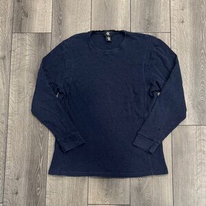 Men’s Navy Calvin Klein Waffle Long Sleeve Shirt Sz XL